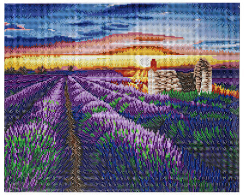 Картина стразами (алмазная мозаика) 40х50 см, ОСТРОВ СОКРОВИЩ "Лавандовое поле", на подрамнике, 662426