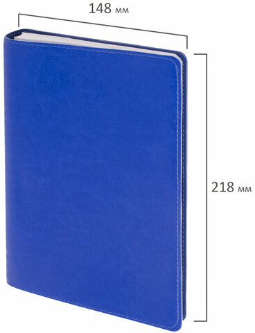 Тетрадь А5 (148x218 мм), BRAUBERG "Office PRO", гибкая, под кожу, гребень, 80 л., синяя, 111045