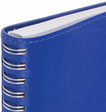 Тетрадь А5 (148x218 мм), BRAUBERG "Office PRO", гибкая, под кожу, гребень, 80 л., синяя, 111045