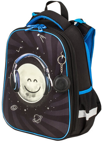 Ранец BRAUBERG PREMIUM, 2 отделения, с брелком, "Moon", СВЕТЯЩИЙСЯ, 38х29х16 см, 229905