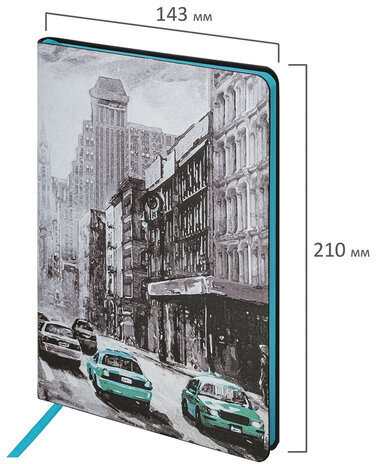 Блокнот А5 (143x210 мм), BRAUBERG VISTA "Old New York", под кожу, гибкий, 80 л., 112062