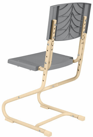 Стул ученический регулируемый "ДЭМИ" СУТ.01, 400х330-343х795-874 мм, бежевый каркас, пластик серый