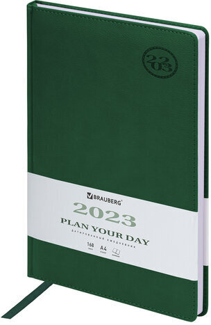 Ежедневник датированный 2023 БОЛЬШОЙ ФОРМАТ 210х297 мм А4, BRAUBERG "Favorite", зеленый, 113906