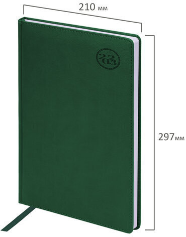 Ежедневник датированный 2023 БОЛЬШОЙ ФОРМАТ 210х297 мм А4, BRAUBERG "Favorite", зеленый, 113906