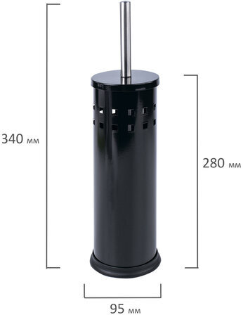 Ерш для унитаза LAIMA, с подставкой, металл, черный, глянцевый, 604960