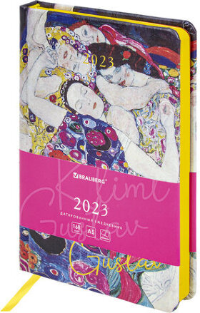 Ежедневник датированный 2023 А5 138x213 мм BRAUBERG "Vista", под кожу, "Klimt Gustav", 114133