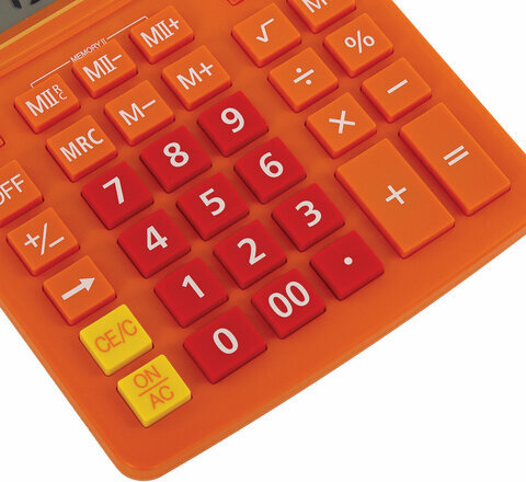 Калькулятор настольный BRAUBERG EXTRA-12-RG (206x155 мм), 12 разрядов, двойное питание, ОРАНЖЕВЫЙ, 250485