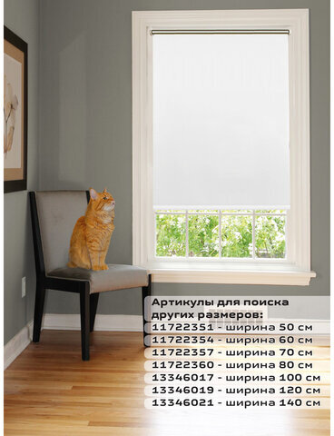 Штора рулонная светонепроницаемая (Блэкаут) BRABIX 120х175 см, белый/серебро, 606017