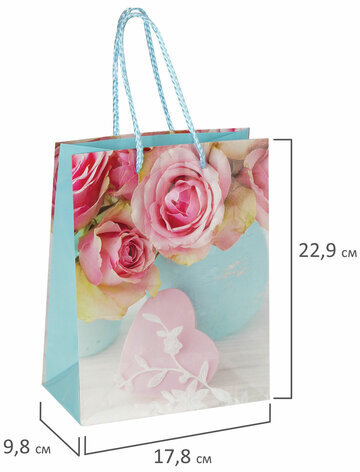 Пакет подарочный 17,8x9,8x22,9 см, ЗОЛОТАЯ СКАЗКА "Нежность", ламинированный, 606579