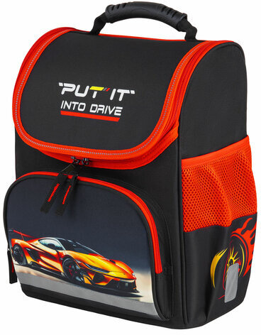 Ранец ПИФАГОР BASIC, 1 отделение, 3 кармана, эргономичная спинка, "Cool wheels", 35х28х18 см, 272045