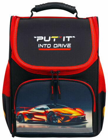 Ранец ПИФАГОР BASIC, 1 отделение, 3 кармана, эргономичная спинка, "Cool wheels", 35х28х18 см, 272045