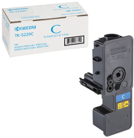 Тонер-картридж KYOCERA (TK-5220C) ECOSYS P5021cdn/cdw/M5521cdn/cdw, голубой, ресурс 1200 стр., оригинальный, 1T02R9CNL1