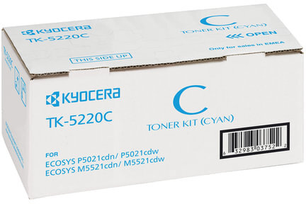 Тонер-картридж KYOCERA (TK-5220C) ECOSYS P5021cdn/cdw/M5521cdn/cdw, голубой, ресурс 1200 стр., оригинальный, 1T02R9CNL1