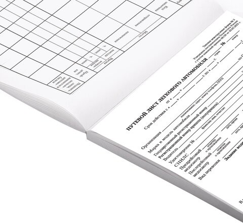 Бланк бухгалтерский, офсет, "Путевой лист легкового автомобиля", А5 (135х195 мм), СПАЙКА 100 шт., BRAUBERG, 130133