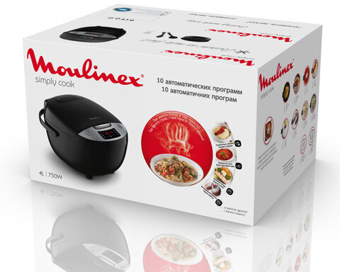 Мультиварка MOULINEX MK611832, 750 Вт, 4 л, 10 программ, таймер, функция Keep Warm, черный, 7211004519