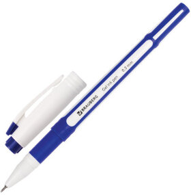 Ручка гелевая с грипом BRAUBERG "Contact", СИНЯЯ, корпус синий, игольчатый узел 0,5 мм, линия письма 0,35 мм, 141184