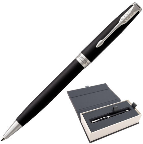 Ручка шариковая PARKER "Sonnet Core Matt Black CT", корпус черный матовый лак, палладиевые детали, черная, 1931524