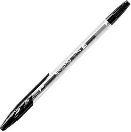 Ручка шариковая BRAUBERG "ULTRA", ЧЕРНАЯ, узел 1 мм, чернила ГЕРМАНИЯ, наконечник ШВЕЙЦАРИЯ, 143559