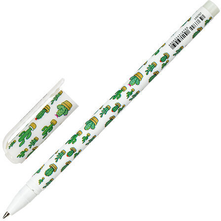 Ручка шариковая BRAUBERG SOFT TOUCH STICK "CACTUS", СИНЯЯ, мягкое покрытие, узел 0,7 мм, 143707