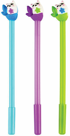 Ручка с топпером шариковая масляная CENTRUM &quot;Котик&quot;, СИНЯЯ, корпус ассорти, линия письма 0,8 мм, дисплей, 89515