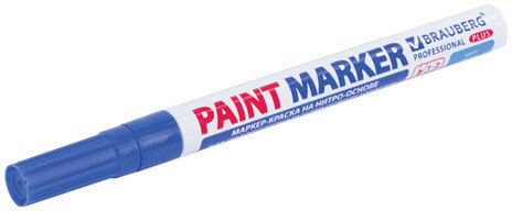 Маркер-краска лаковый (paint marker) 2 мм, СИНИЙ, НИТРО-ОСНОВА, алюминиевый корпус, BRAUBERG PROFESSIONAL PLUS, 151441
