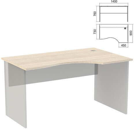 Стол эргономичный ЧАСТЬ 1 "Арго", 1400х900х760 мм, правый, ясень шимо