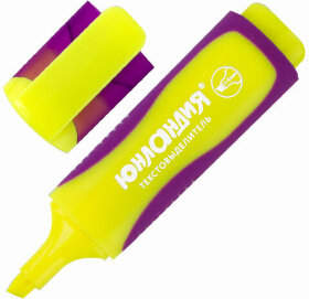 Текстовыделитель ЮНЛАНДИЯ &quot;ELASTIC&quot;, ЖЕЛТЫЙ, прорезиненный корпус, линия 1-5 мм, 151759
