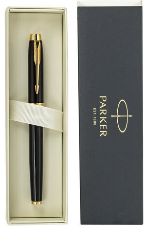 Ручка перьевая PARKER "IM Core Black Lacquer GT", ежедневник А5 черный, пакет, 880900