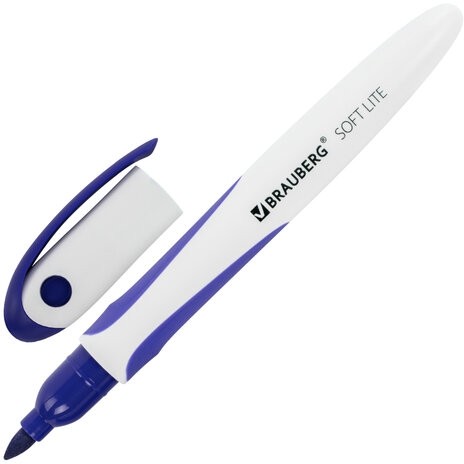 Маркеры стираемые для белой доски НАБОР 4 ЦВЕТА, BRAUBERG "SOFT LITE", 3 мм, резиновая вставка, 152107