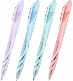 Ручка шариковая автоматическая BRAUBERG ULTRA COLOR PASTEL, soft-touch, СИНЯЯ, пишущий узел 0,7 мм, линия 0,35 мм, 144204