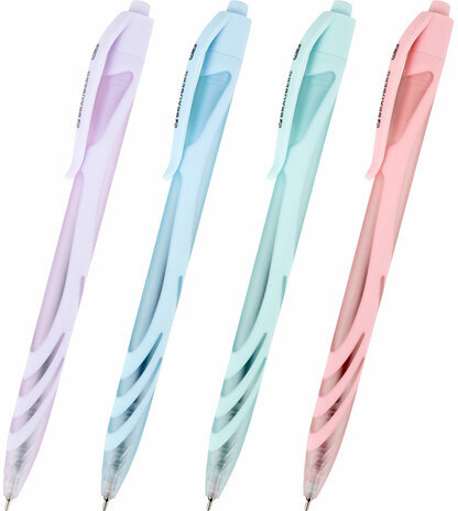Ручка шариковая автоматическая BRAUBERG ULTRA COLOR PASTEL, soft-touch, СИНЯЯ, пишущий узел 0,7 мм, линия 0,35 мм, 144204