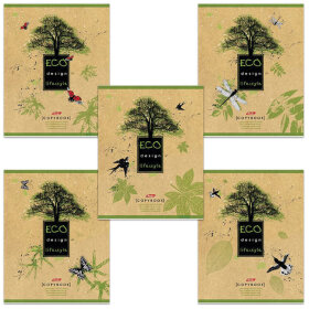 Тетрадь А5, 80 л., HATBER, скоба, клетка, обложка КРАФТ ECO, &quot;LIFE STILE&quot; (5 видов), 80Т5В1, T189849