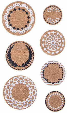 Наклейки пробковые для скрапбукинга и декора КРУГИ, 7 штук, с рисунком, ОСТРОВ СОКРОВИЩ, 662281