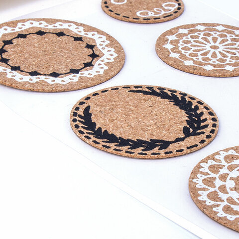 Наклейки пробковые для скрапбукинга и декора КРУГИ, 7 штук, с рисунком, ОСТРОВ СОКРОВИЩ, 662281