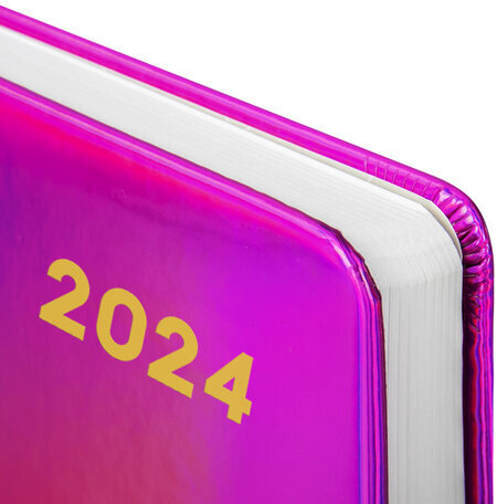 Ежедневник датированный 2024 А5 138x213 мм, BRAUBERG "Holiday", под кожу, "зеркальный", фиолетовый, 114844