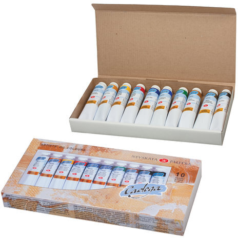 Краски масляные художественные "Ладога", НАБОР 10 цветов по 46 мл, в тубах, 1241006