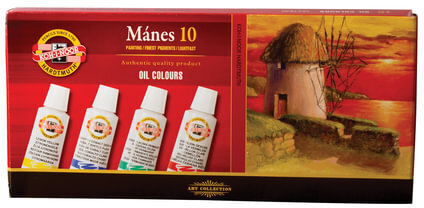 Краски масляные художественные KOH-I-NOOR "Manes", 10 цветов по 16 мл, 01615, 01615S1001KS