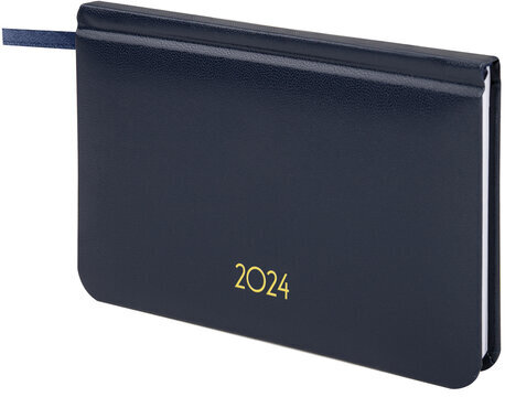 Еженедельник датированный 2024 МАЛЫЙ ФОРМАТ 95х155 мм А6, BRAUBERG "Select", балакрон, синий, 115047