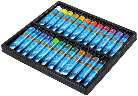 Краски масляные ВОДОРАЗБАВИМЫЕ художественные, 24 цвета по 18 мл в тубах, BRAUBERG ART PREMIERE, 192291