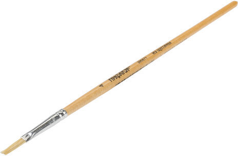 Кисть ПИФАГОР, ЩЕТИНА, плоская, № 4, деревянная лакированная ручка, 200871