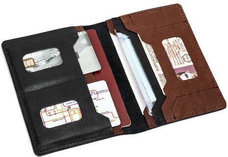 Обложка для паспорта и документов 7 в 1 натуральная кожа, без тиснения, черная, BRAUBERG, 238196