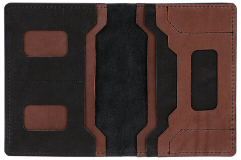 Обложка для паспорта и документов 7 в 1 натуральная кожа, без тиснения, черная, BRAUBERG, 238196