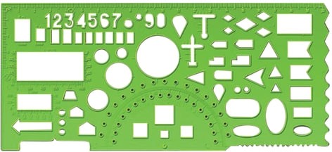 Линейка офицерская, 20 см, зеленая, 65 тактических элементов, отливная шкала, ТТ01