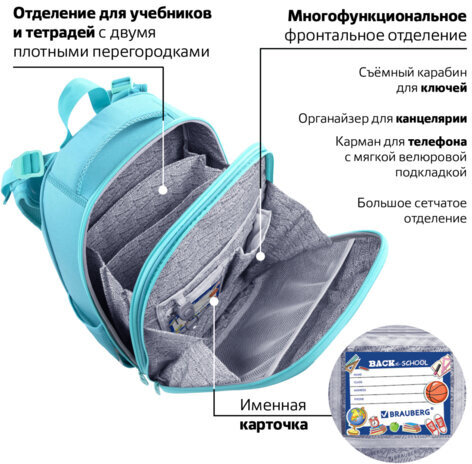 Ранец BRAUBERG PREMIUM, 2 отделения, с брелком, "Happy friendship", 38х29х16 см, 270591