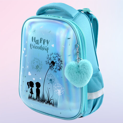 Ранец BRAUBERG PREMIUM, 2 отделения, с брелком, "Happy friendship", 38х29х16 см, 270591