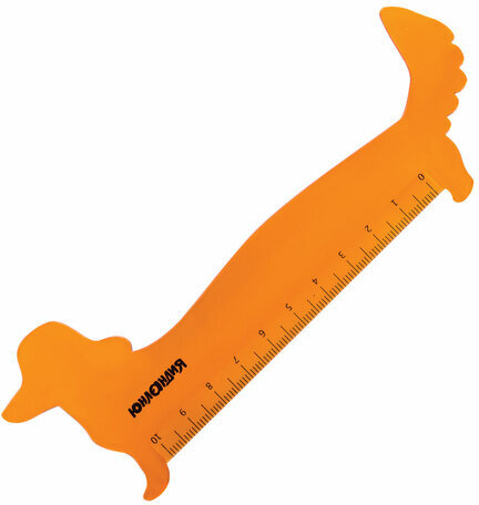 Линейка пластик 10 см ЮНЛАНДИЯ "ТАКСА", фигурная, тонированная прозрачная, европодвес, 210731