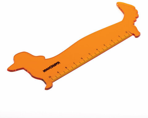 Линейка пластик 10 см ЮНЛАНДИЯ "ТАКСА", фигурная, тонированная прозрачная, европодвес, 210731