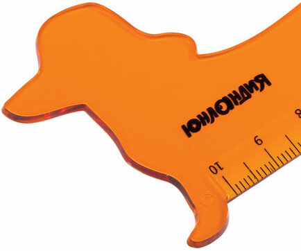 Линейка пластик 10 см ЮНЛАНДИЯ "ТАКСА", фигурная, тонированная прозрачная, европодвес, 210731