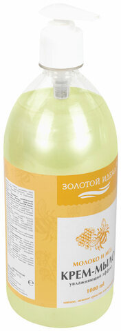 Мыло-крем жидкое 1 л, ЗОЛОТОЙ ИДЕАЛ "Молоко и мёд", дозатор, 609427