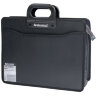 Папка-портфель пластиковая BRAUBERG А4+ (390х320х120 мм), 4 отделения, фактура под дерево, черная, 221391